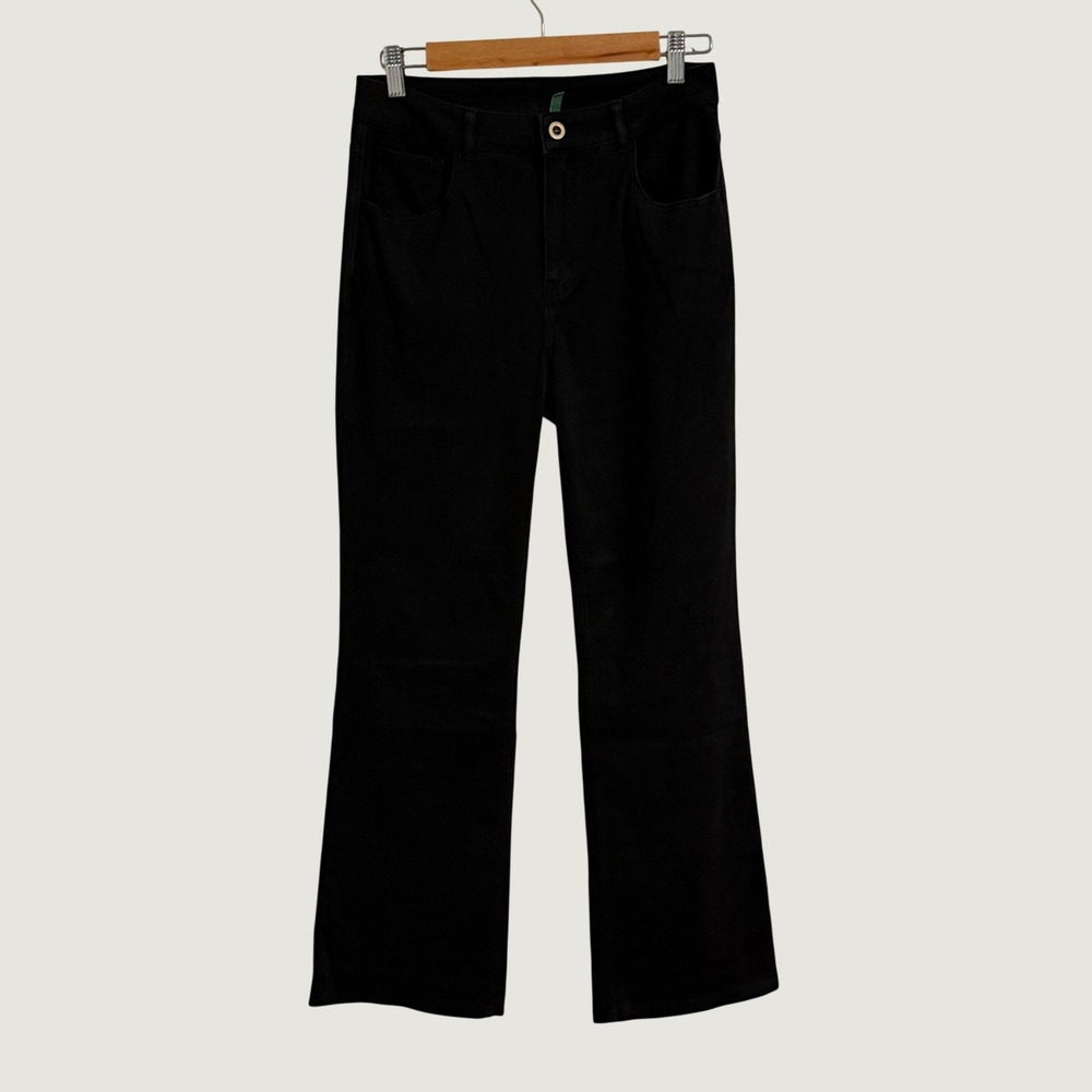 Halara Flare Jeans Women M Petite Black High Waist Stretch Denim Minimalist